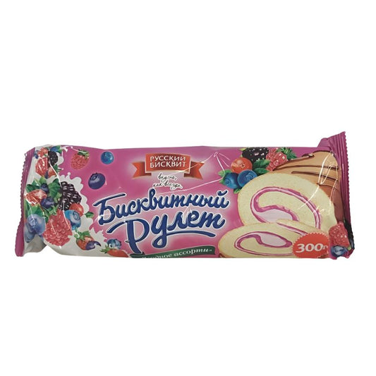 "Russkii Biskvit" Sponge Roll with Berries Mix 300g