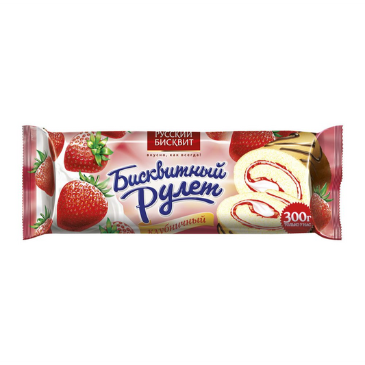 "Russkii Biskvit" Sponge Roll with Strawberry 300g